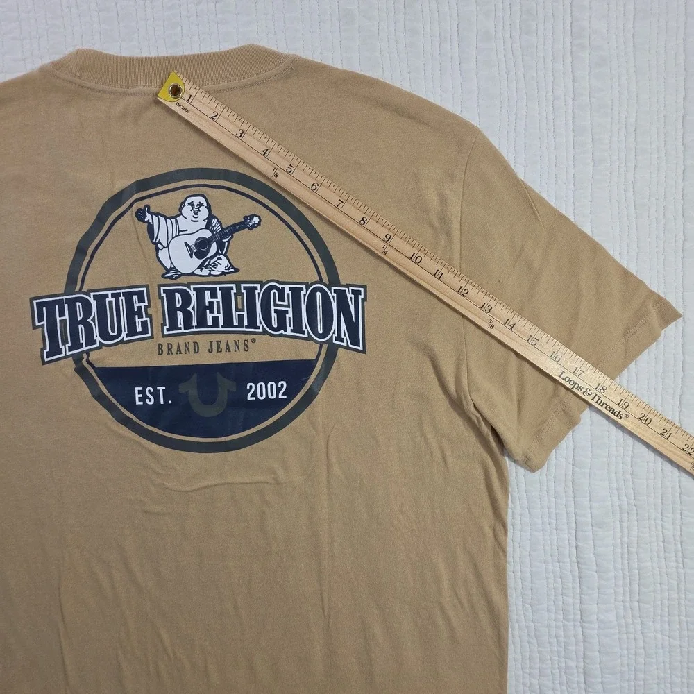 True Religion Men XL Horseshoe Logo T-Shirt Travertine Brown Graphic Tee NWT